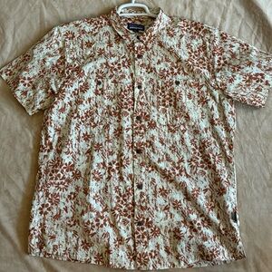 Patagonia Large Men's Short-Sleeve Floral Button-Up Shirt - Cream & Brown
